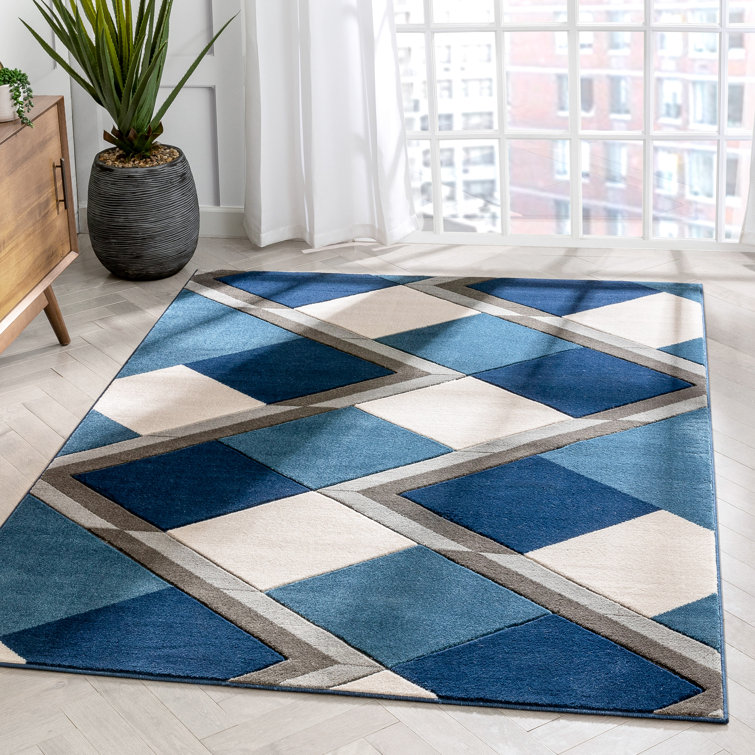 Well Woven Nora Power Loom Performance Blue/Navy Rug & Reviews Wayfair